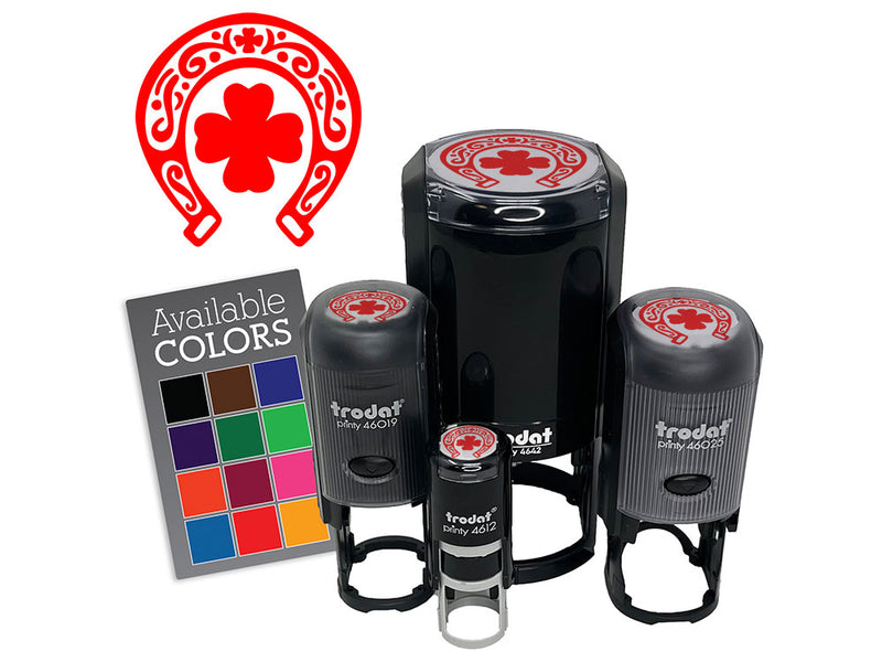 Lucky Horseshoe Shamrock Four Leaf Clover Self-Inking Rubber Stamp for Stamping Crafting Planners