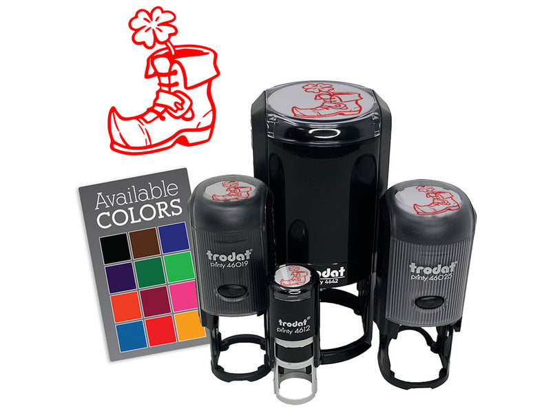 Lucky Leprechaun Boot with Shamrock Clover Saint Patricks Day Self-Inking Rubber Stamp for Stamping Crafting Planners