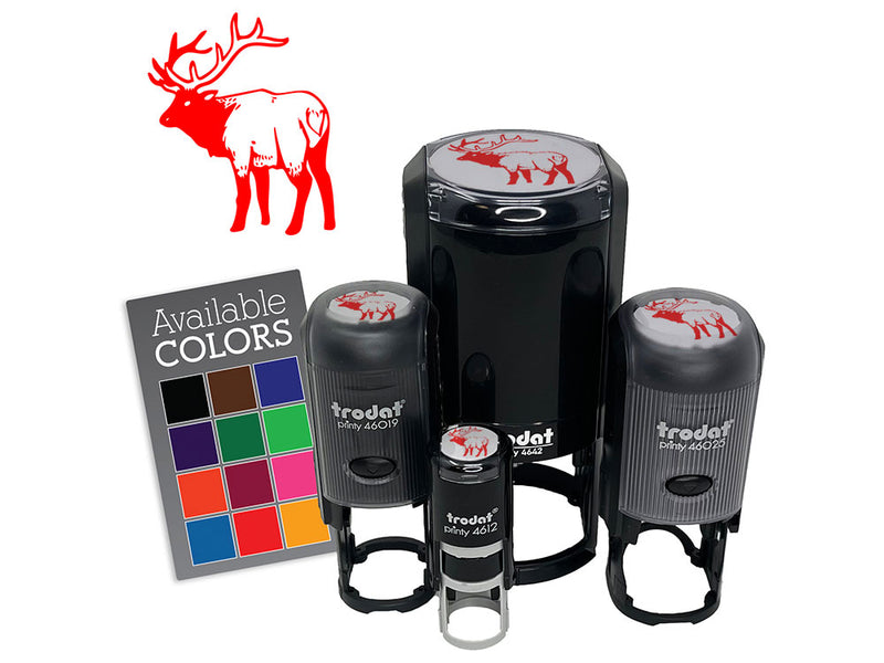Ominous Elk Wapiti Deer Looking Back Self-Inking Rubber Stamp for Stamping Crafting Planners