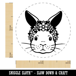 Bunny Rabbit with Flower Crown Easter Self-Inking Rubber Stamp for Stamping Crafting Planners