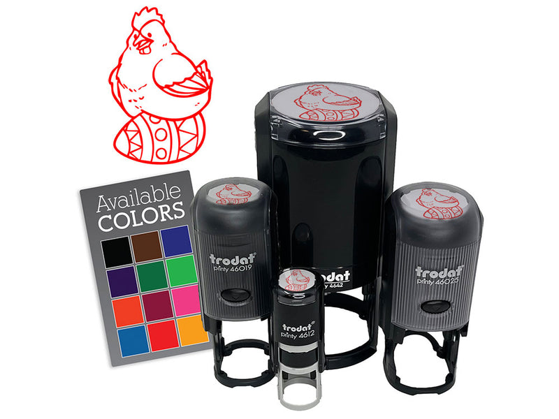 Chicken Hen Sitting On Easter Egg Self-Inking Rubber Stamp for Stamping Crafting Planners