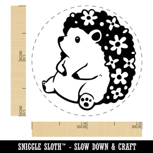 Easter Hedgehog with Flowers in Hair Self-Inking Rubber Stamp for Stamping Crafting Planners