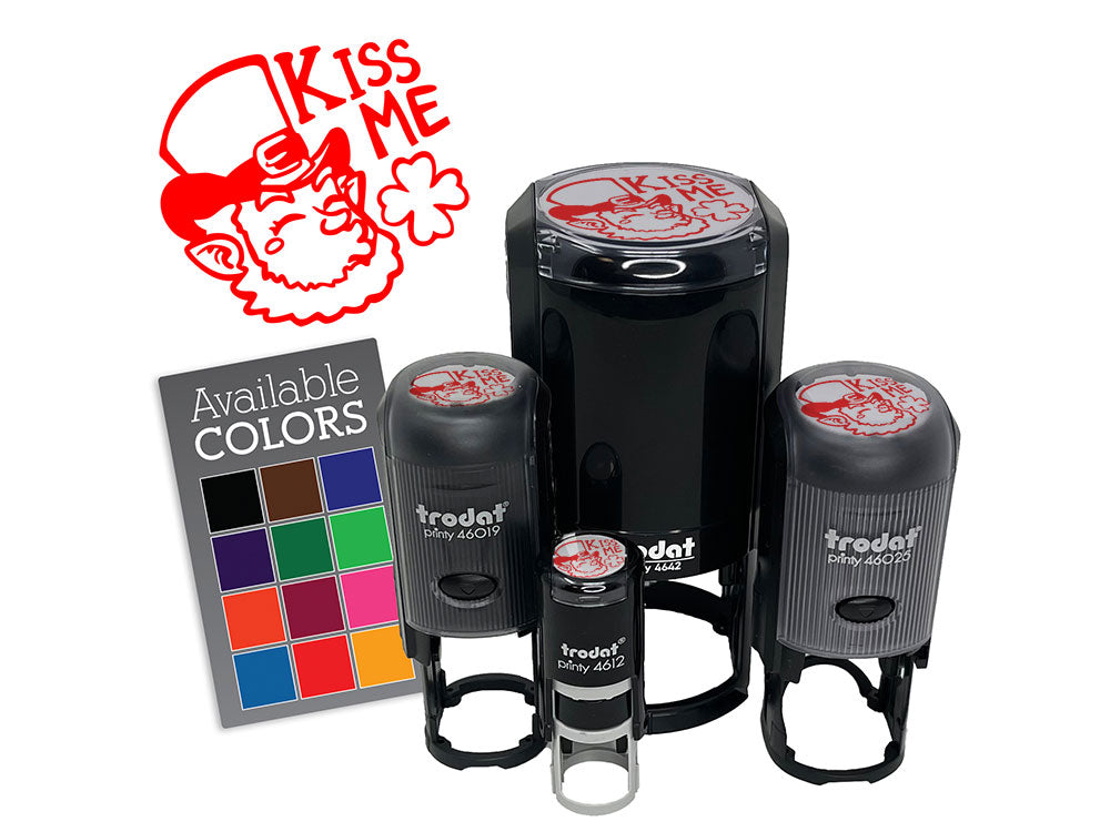 Kiss Me Irish Leprechaun Saint Patricks Day Shamrock Clover Self-Inking Rubber Stamp for Stamping Crafting Planners