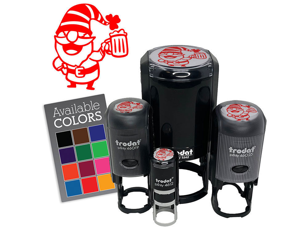 Saint Patricks Day Gnome with Clover Hat and Beer Mug Self-Inking Rubber Stamp for Stamping Crafting Planners