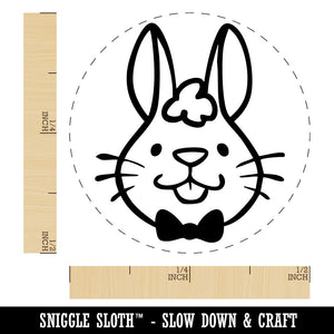 Adorable Cartoon Easter Bunny Head Rabbit Bow Tie Self-Inking Rubber Stamp