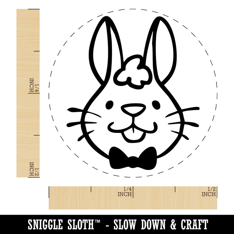 Adorable Cartoon Easter Bunny Head Rabbit Bow Tie Self-Inking Rubber Stamp