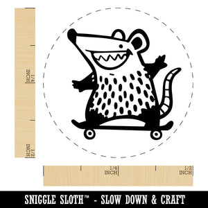 Awesome Opossum on Skateboard Sport Self-Inking Rubber Stamp Crafting Planners