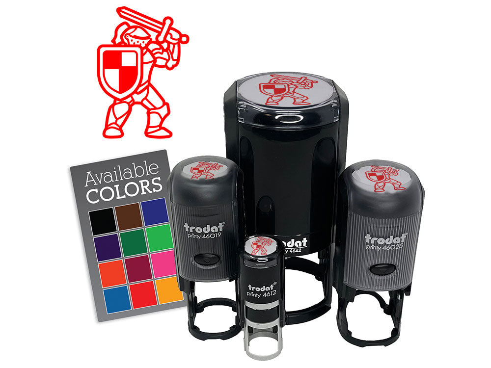 Brave Knight Ready to Fight Sword Shield Armor Self-Inking Rubber Stamp