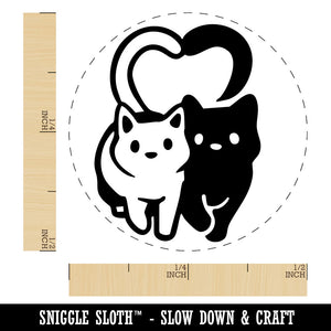 Cat Couple Heart Tails Cute Self-Inking Rubber Stamp Crafting Planners