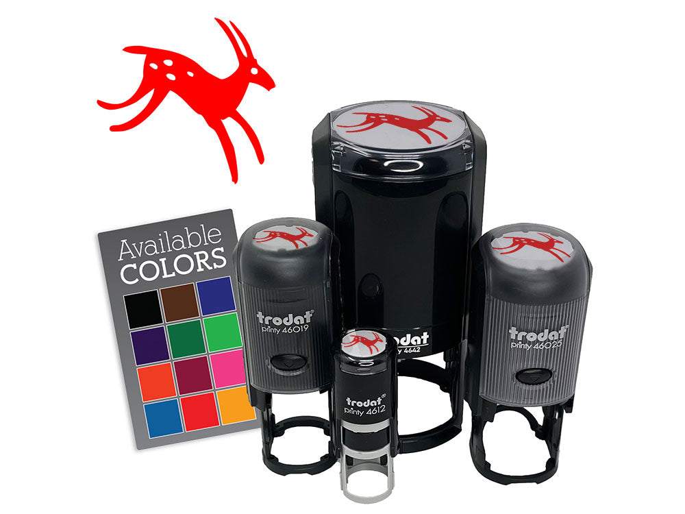 Cave Drawing Deer Gazelle Antelope Petroglyph Self-Inking Rubber Stamp