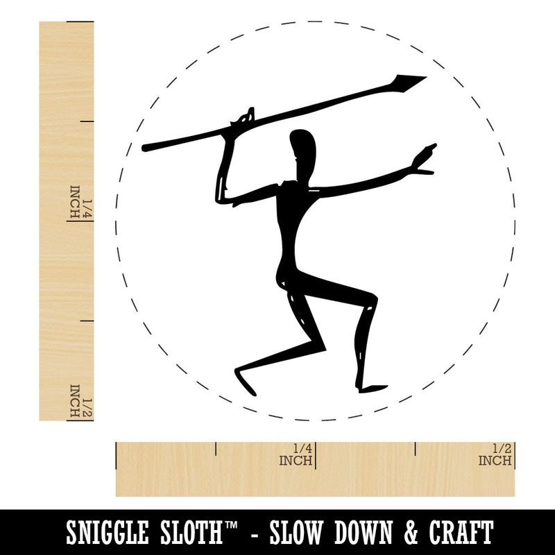 Cave Drawing Hunter Early Man with Spear Petroglyph Self-Inking Rubber Stamp