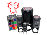 Cheeky Cartoon Cat Smirk Smile Self-Inking Rubber Stamp Crafting Planners