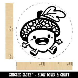 Chibi Baby Acorn Cute Oak Tree Leaf Self-Inking Rubber Stamp Crafting Planners