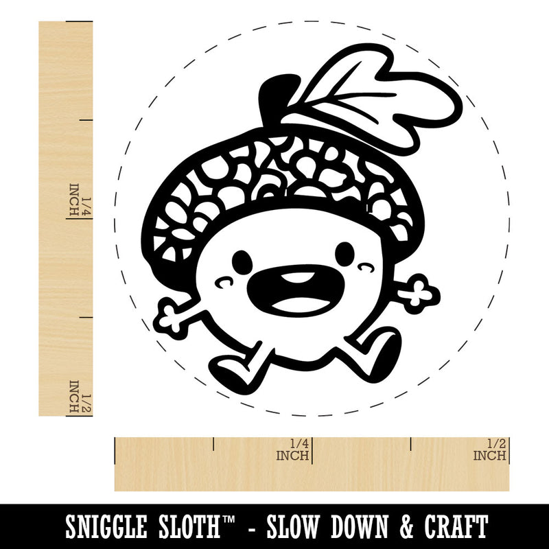 Chibi Baby Acorn Cute Oak Tree Leaf Self-Inking Rubber Stamp Crafting Planners