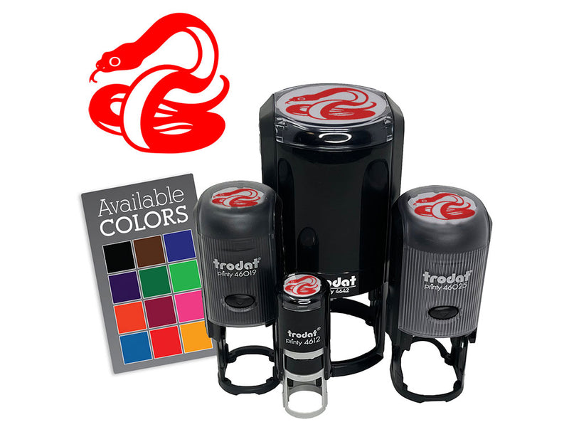 Coiled Cautious Snake Serpent Self-Inking Rubber Stamp Crafting Planners