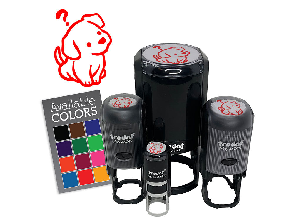Confused Puppy Head Tilt Dog Question Mark Self-Inking Rubber Stamp Crafting