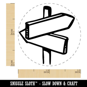 Crossroads Sign Diverging Paths Choices Decisions Self-Inking Rubber Stamp