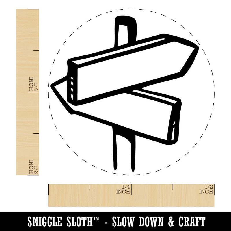 Crossroads Sign Diverging Paths Choices Decisions Self-Inking Rubber Stamp