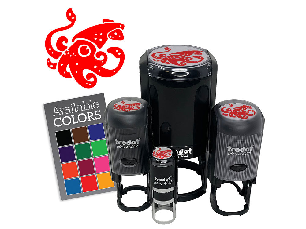 Curious Spotted Squid Tentacles Arms Self-Inking Rubber Stamp Crafting Planners