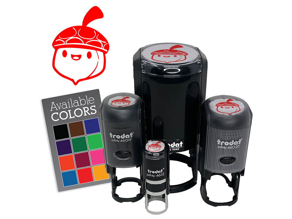 Cute Chibi Acorn Cartoon Happy Face Self-Inking Rubber Stamp Crafting Planners