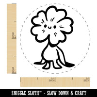 Cute Weird Flower Creature Smile Happy Face Self-Inking Rubber Stamp Crafting