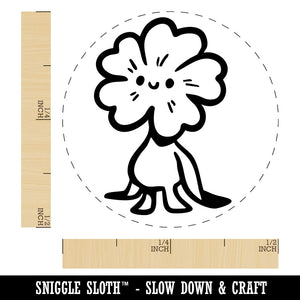 Cute Weird Flower Creature Smile Happy Face Self-Inking Rubber Stamp Crafting