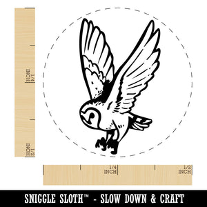 Diving Barn Owl Talons Outstretched Self-Inking Rubber Stamp Crafting Planners