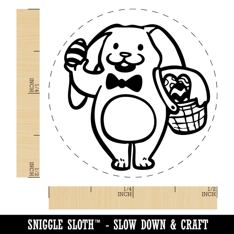 Easter Bunny Rabbit with Basket of Eggs Self-Inking Rubber Stamp Crafting