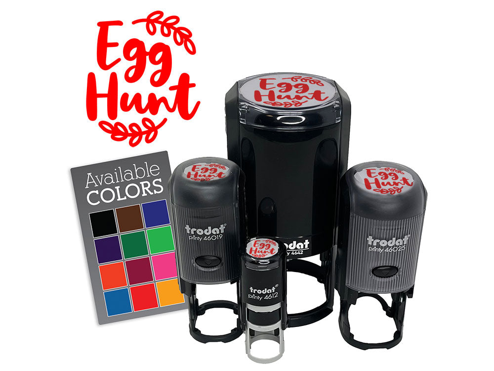 Egg Hunt Easter Sunday Cursive Text with Wreath Self-Inking Rubber Stamp for Crafting