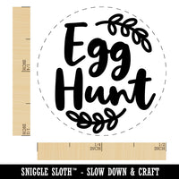 Egg Hunt Easter Sunday Cursive Text with Wreath Self-Inking Rubber Stamp for Crafting