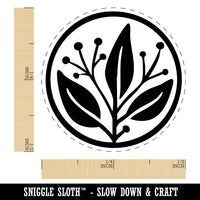 Fancy Decorative Leaves Branch in Circle Self-Inking Rubber Stamp Crafting