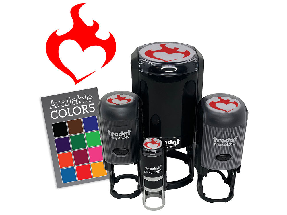 Flaming Heart Burn Fire Passion Love Hot Heat Romance Self-Inking Rubber Stamp