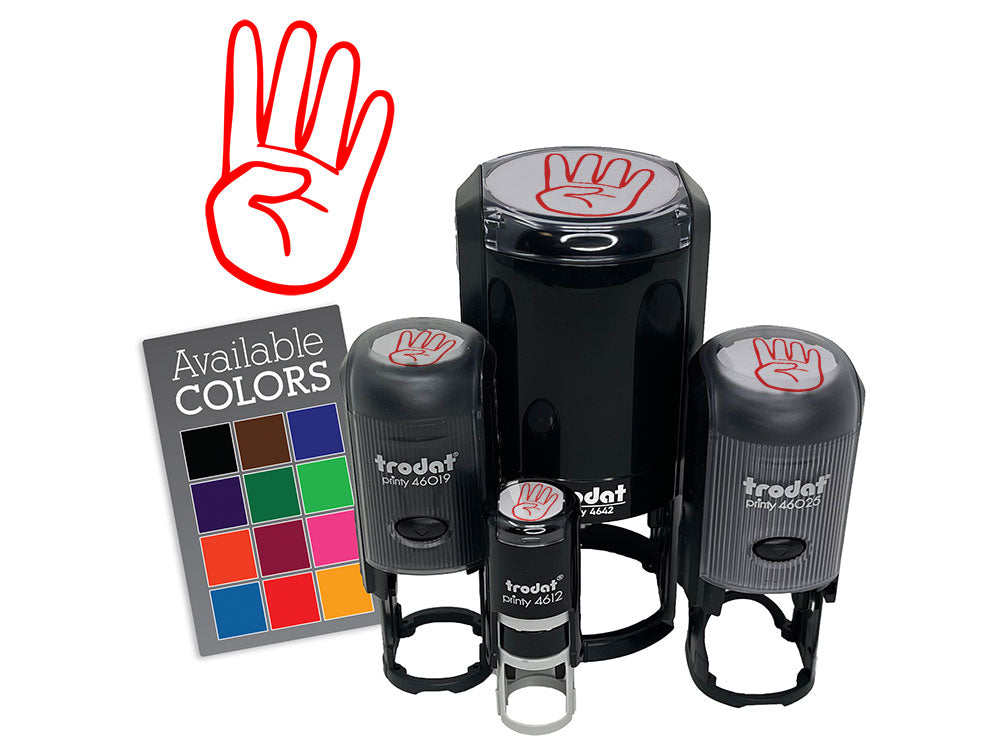 Hand Holding Up Four Fingers Self-Inking Rubber Stamp Crafting Planner