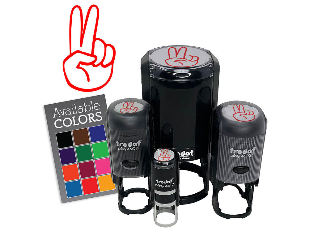 Hand Holding Up Two Fingers Peace Victory Self-Inking Rubber Stamp Crafting