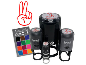 Hand Holding Up Two Fingers Peace Victory Self-Inking Rubber Stamp Crafting