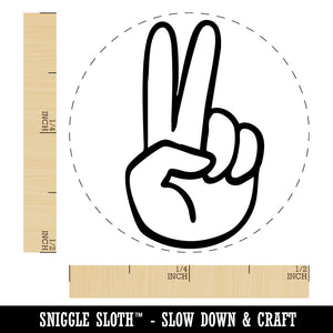 Hand Holding Up Two Fingers Peace Victory Self-Inking Rubber Stamp Crafting