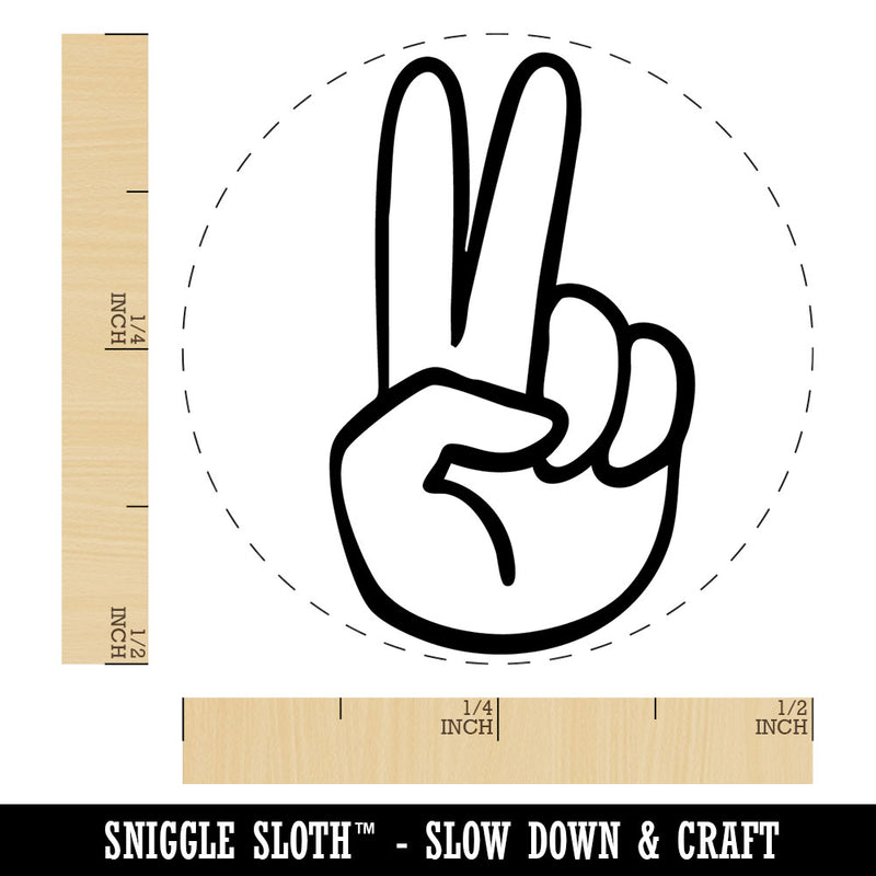 Hand Holding Up Two Fingers Peace Victory Self-Inking Rubber Stamp Crafting