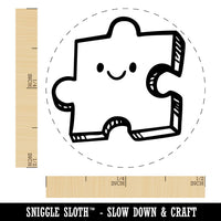 Happy Cartoon Puzzle Piece Self-Inking Rubber Stamp Crafting Planners