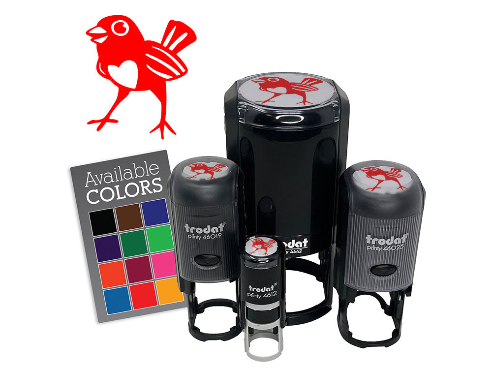 Happy Little Bird With Heart Chest Cute Love Self-Inking Rubber Stamp Crafting