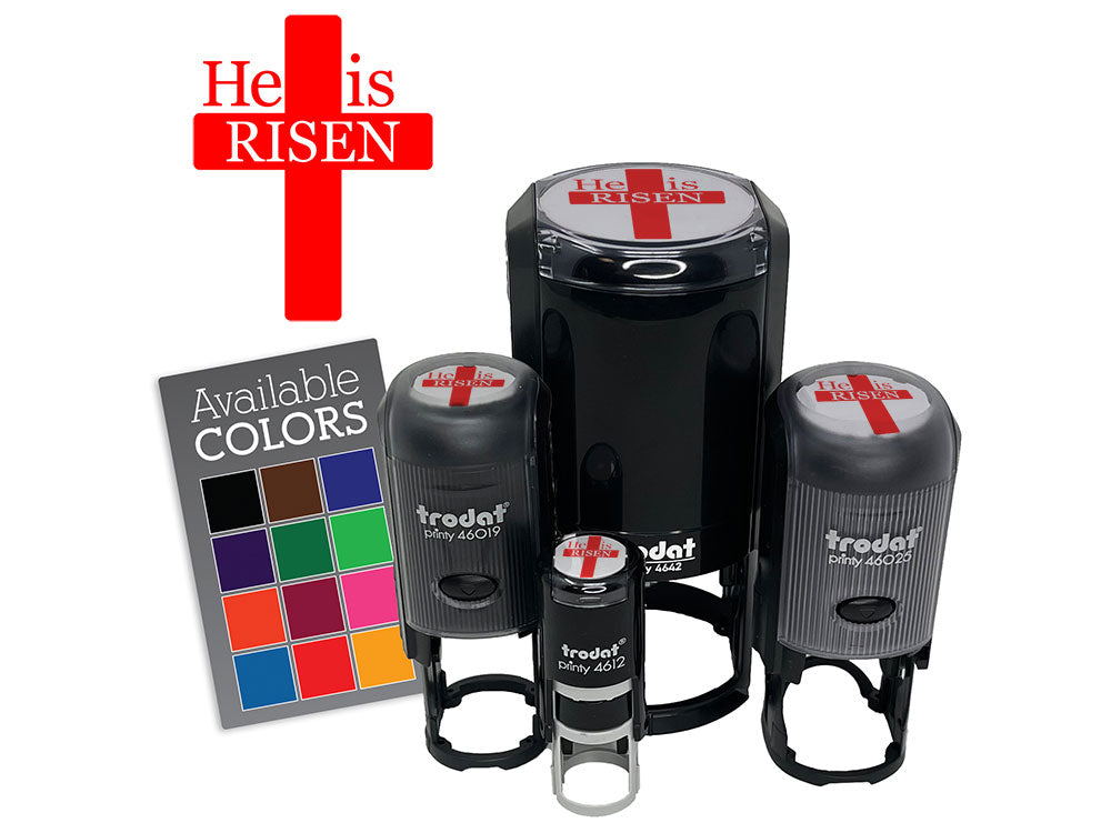 He Is Risen Jesus Christ Cross Easter Christianity Self-Inking Rubber Stamp