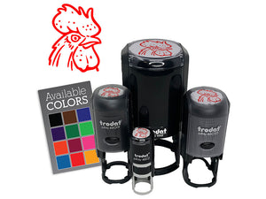 Intimidating Rooster Chicken Head Self-Inking Rubber Stamp Crafting Planners