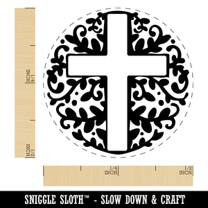 Ivy Floral Cross Easter Christianity Religious Symbol Self-Inking Rubber Stamp