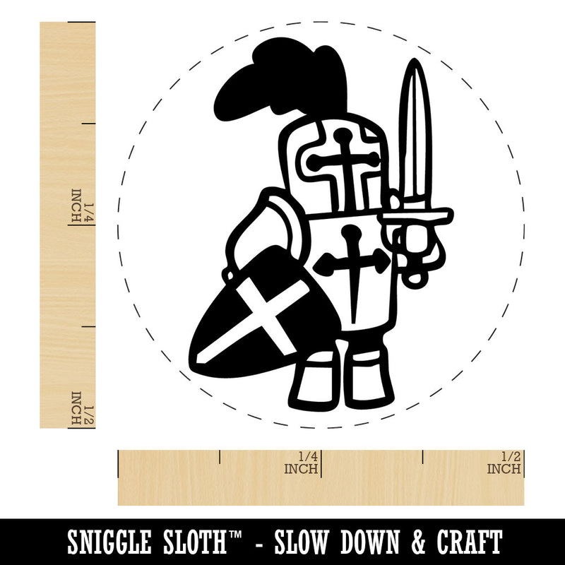 Little Cartoon Knight Paladin Templar with Shield and Sword Self-Inking Stamp