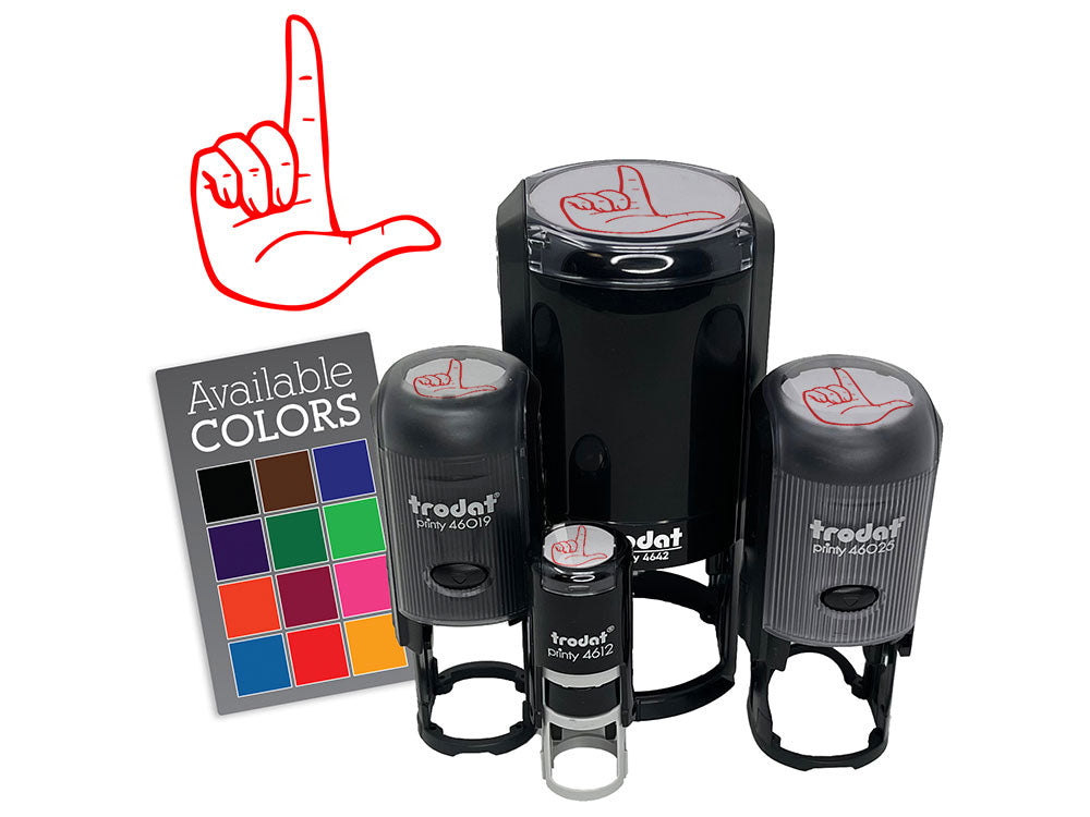 Loser L Hand Sign Symbol Self-Inking Rubber Stamp for Stamping Crafting Planners