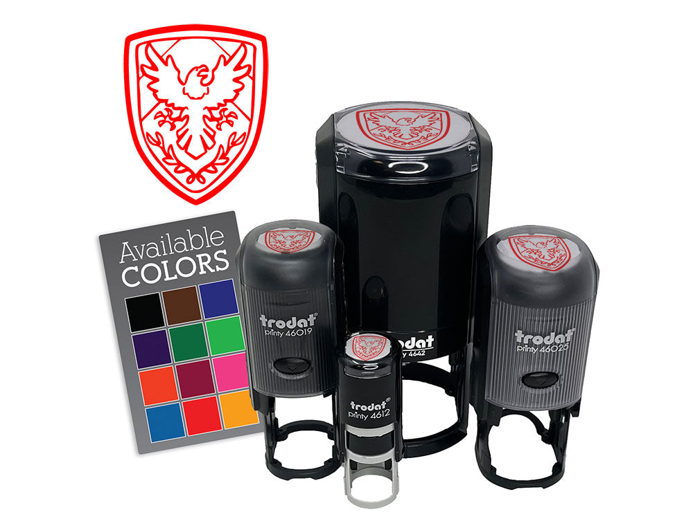 Medieval Shield Eagle Emblem Self-Inking Rubber Stamp Crafting Planners