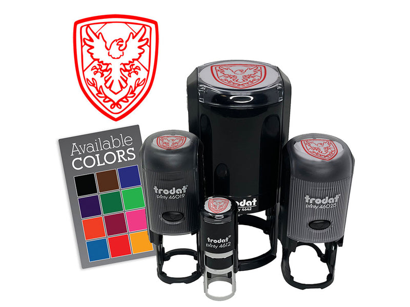 Medieval Shield Eagle Emblem Self-Inking Rubber Stamp Crafting Planners