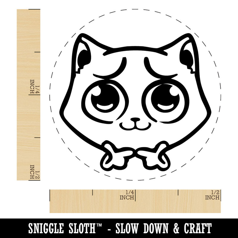 Nervous Cat With A Question Touching Fingers Self-Inking Rubber Stamp Crafting
