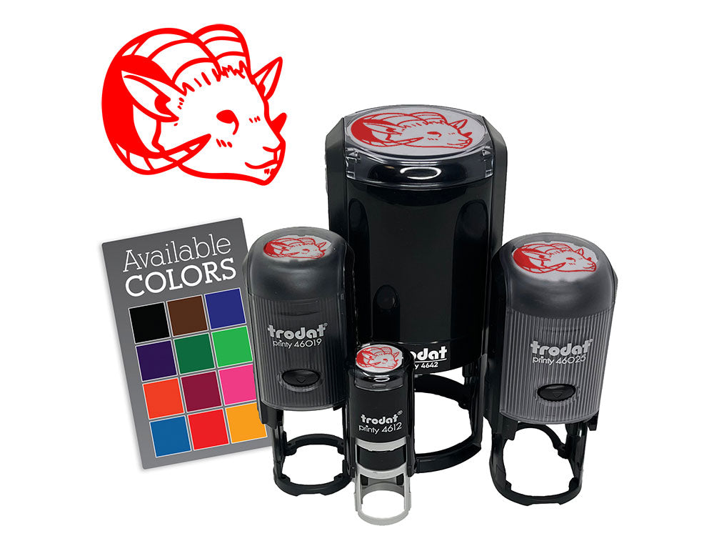 Proud Horned Goat Ram Head Self-Inking Rubber Stamp Stamping Crafting Planner