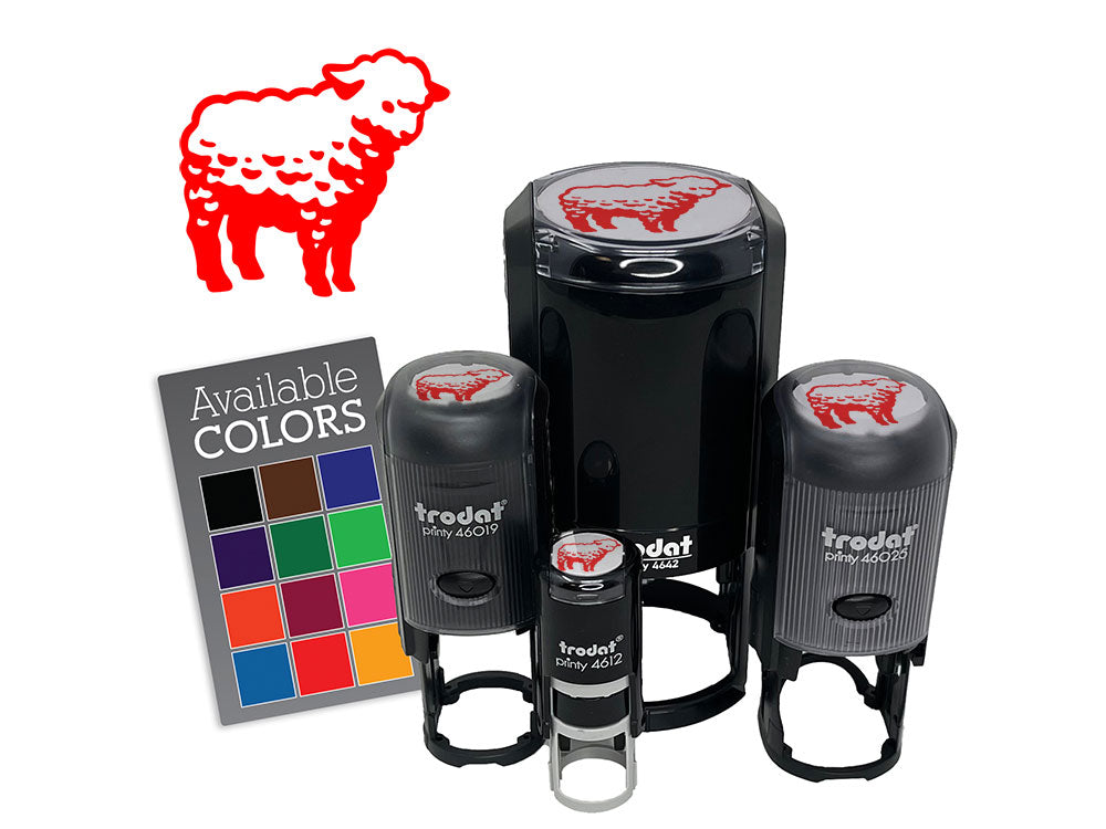 Realistic Fluffy Lamb Sheep Standing Self-Inking Rubber Stamp Crafting Planners