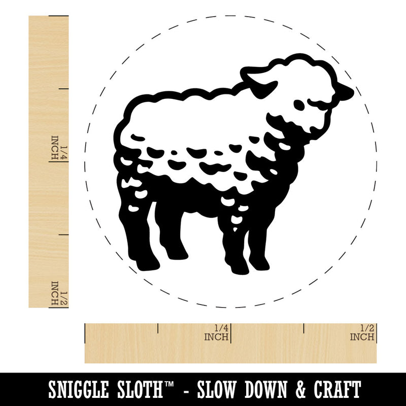Realistic Fluffy Lamb Sheep Standing Self-Inking Rubber Stamp Crafting Planners